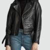 Women's Biker Real Soft Black Leather Jacket