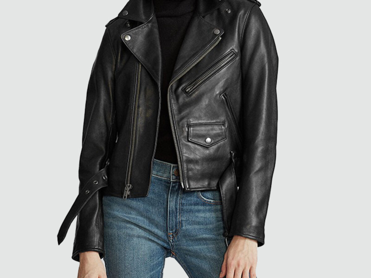 ladies soft leather biker jacket