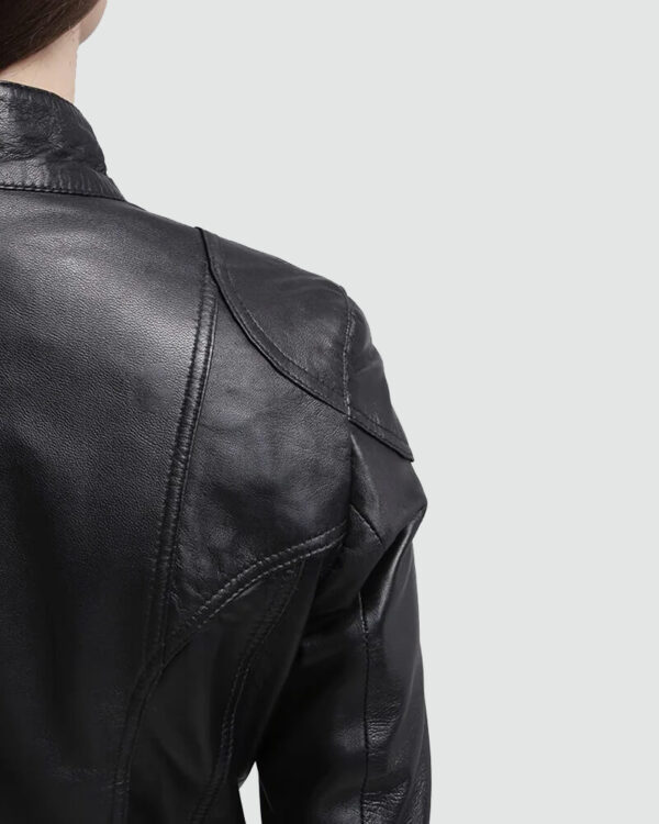 Callie Black Genuine Cafe Racer Leather Jacket