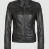 Callie Black Genuine Cafe Racer Leather Jacket