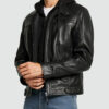 Men Nils Black Hooded Biker Leather Jacket