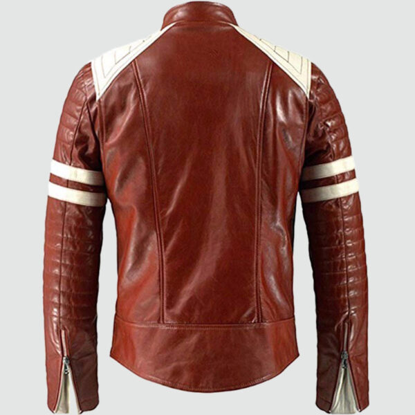 Tyler Durden Fight Club Mayhem Red Leather Jacket Brad Pitt