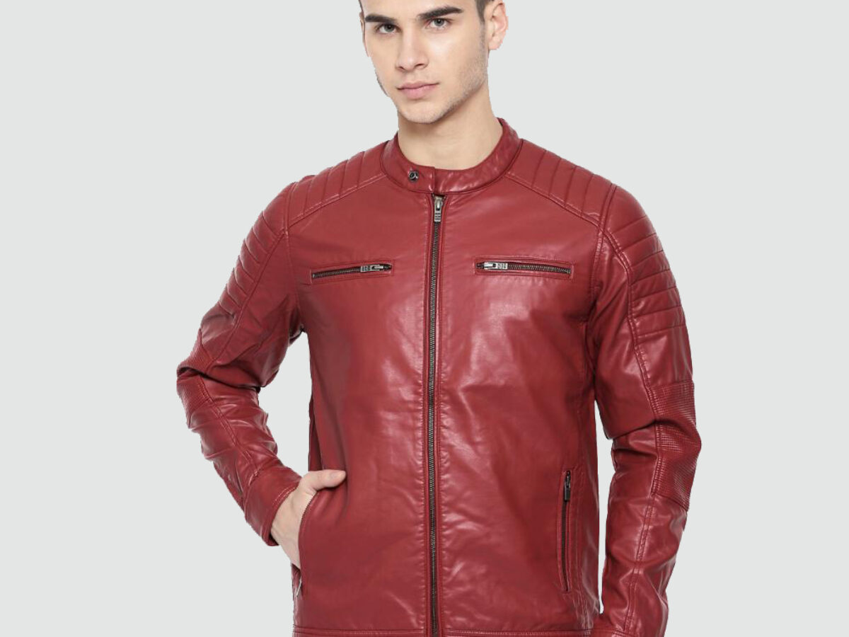 red quilted leather jacket