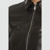 Halle Black Bomber Leather Jacket