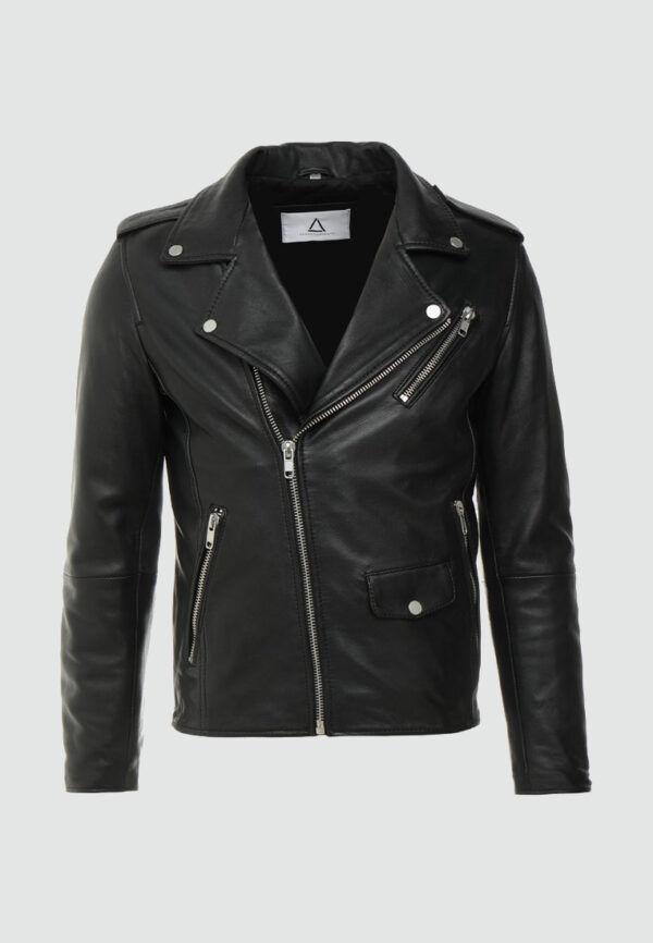 Men's Ethan Black Biker Leather Jacket