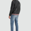 Vieno Mens Cafe Racer Leather Jacket