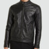 Mens Classic Black Cafe Racer Leather Jacket