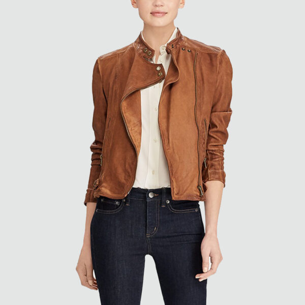Women's Iconic Brown Leather Jacket - Real Sheepskin Leather