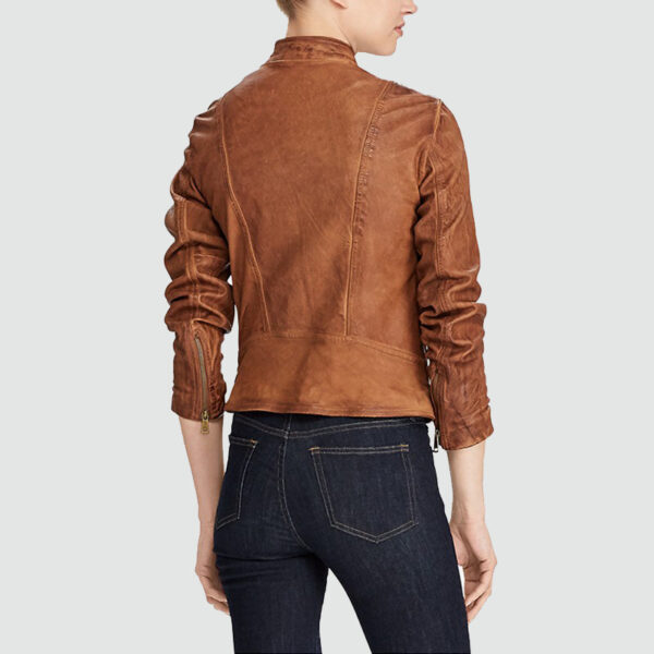 Women's Iconic Brown Leather Jacket - Real Sheepskin Leather