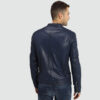 Olin Men's Blue Biker Leather Jacket