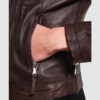 luna brown biker leather jacket