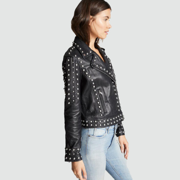 jasmine black studded leather jacket