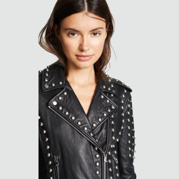 jasmine black studded leather jacket