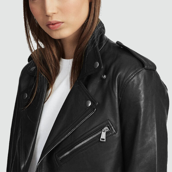 Women's back Lambskin Moto Leather Jacket