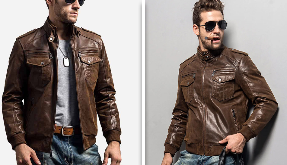 Men’s Brown Bomber Leather Jacket