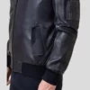 Mens Black Lambskin Bomber Leather Jacket