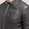 Men's Hung Black Bomber Leather Jacket
