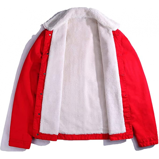 christmas denim jacket red jacket
