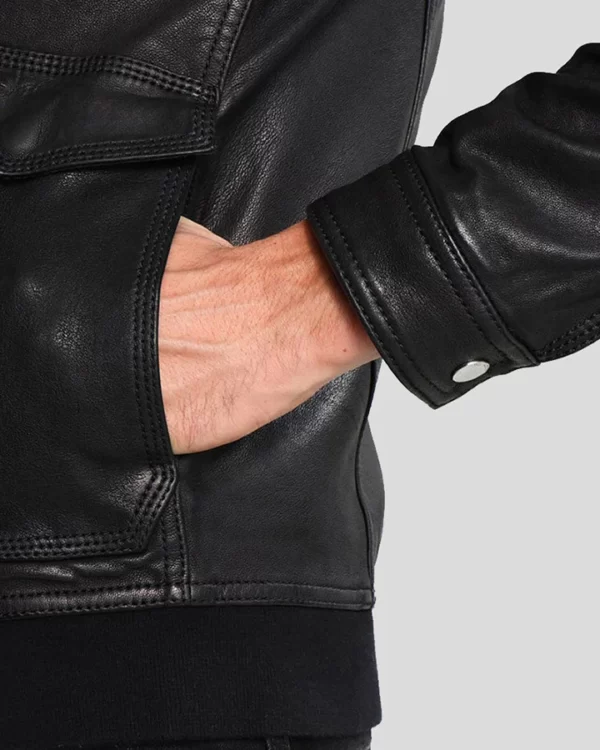 mens black cafe racer leather jacket