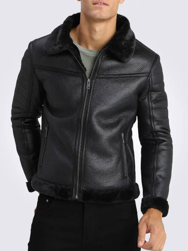 Brave Black Shearling Leather Jacket