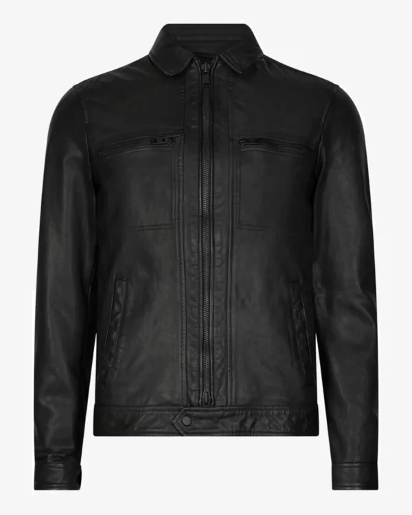 Drew Black Racer Leather Jacket