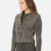 Eva Suede French Grey Moto Leather Jacket