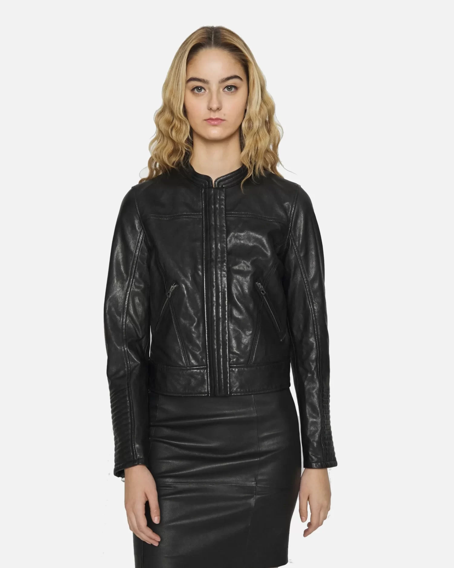 Flawn Womens Racer Leather Jacket