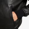 Hung Mens Black Bomber Leather Jacket