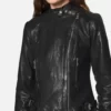 Lena Womens Jet Black Biker Leather Jacket