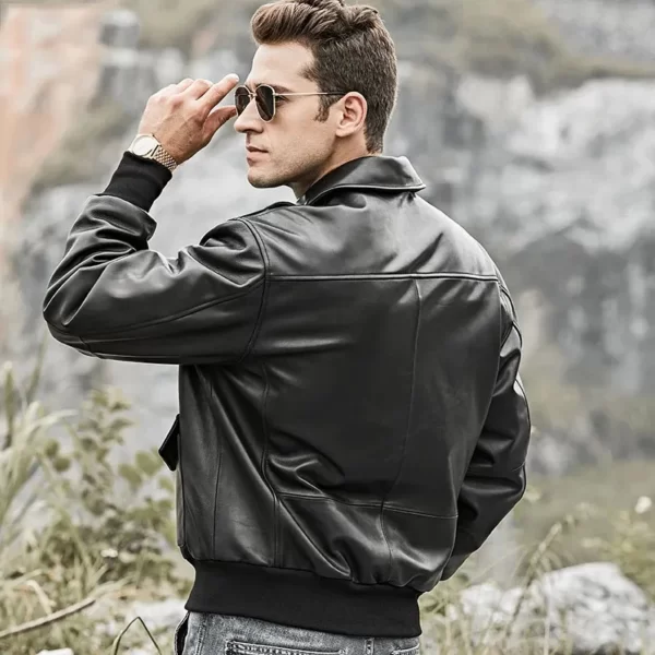 Mens-bomber-pilot-style-leather-jacket