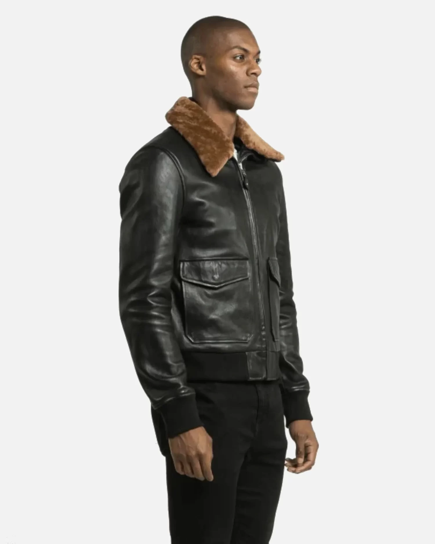 Sand Detachable Shearling Collared Leather Jacket
